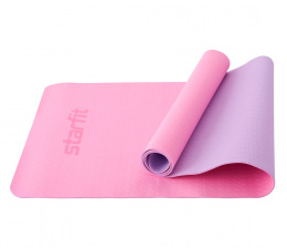 Коврик для йоги и фитнеса Starfit, TPE, 173x61x0,4 см, розовый пастель/фиолетовый пастель