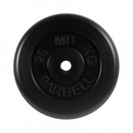 Диск обрезиненный, черного цвета, 31 мм MB Barbell MB-PltB31-25