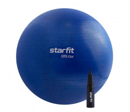 Фитбол 85 см Starfit, 1500 гр, с ручным насосом, темно-синий, антивзрыв