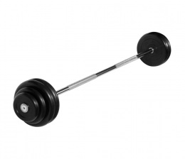 Штанга Body Pump для фитнеса (Бодипамп), 32.5 кг, неразборная с черными дисками MB-BarMW-B32,5