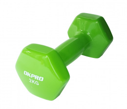 Гантель виниловая 2 кг, зеленый OKPRO
