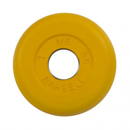Диск обрезиненный, желтого цвета 26 мм MB Барбел МВ-PltC26-1