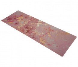 Коврик для йоги INEX Suede Yoga Mat искусственная замша,183 x 61 x 0,3 см, "Розовый мрамор с позолотой"