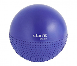 Мяч гимнастический полумассажный 75 см Starfit, темно-синий, антивзрыв