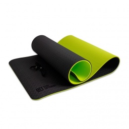 Коврик для йоги 10 мм двухслойный TPE черно-зеленый