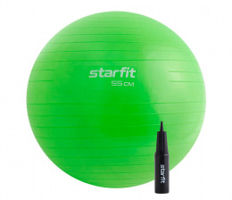 Фитбол 55 см Starfit, 900 гр, с ручным насосом, зеленый, антивзрыв
