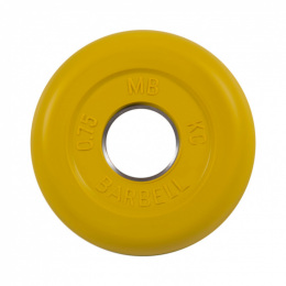 Диск обрезиненный, желтого цвета 26 мм MB Barbell MB-PltC26-0,75