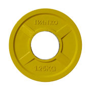 Блин для штанги обрезиненный 51 мм 1,25 кг желтый JOHNS