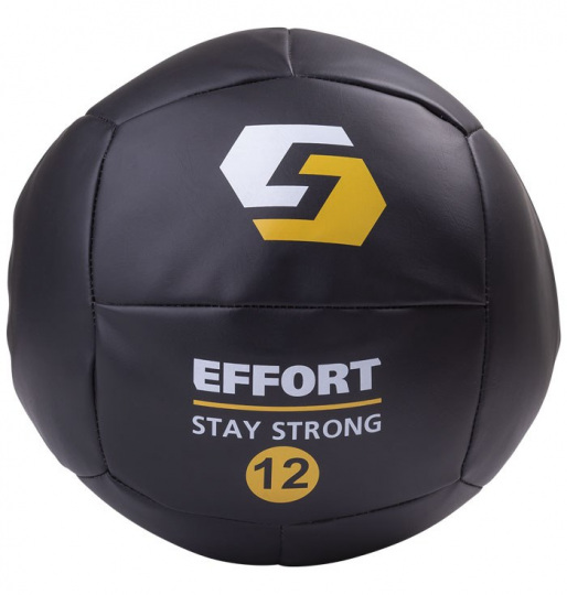 Медицинский мяч E252, кожзам, 12 кг, черный