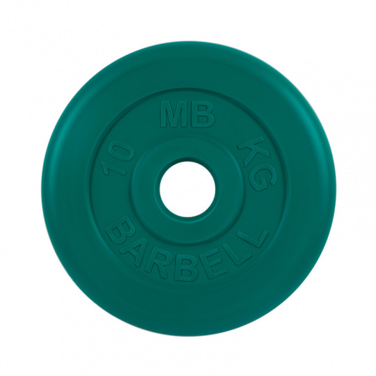 Диск обрезиненный зеленого цвета, 51 мм МВ Barbell MB-PltC51-10