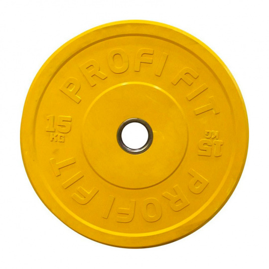 Диск для штанги каучуковый, цветной PROFI-FIT D-51, 15 кг