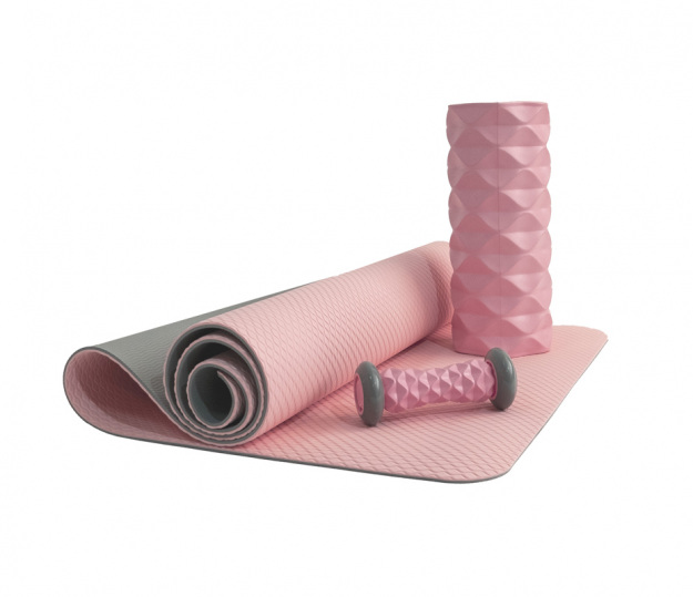Коврик для йоги, TPE, 6 мм, розовый