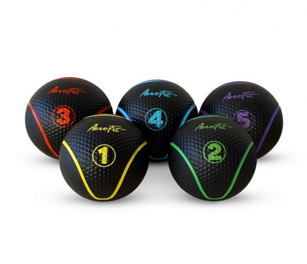 Набивной мяч 5 кг, черный/фиолетовые полоски Aerofit AFMB