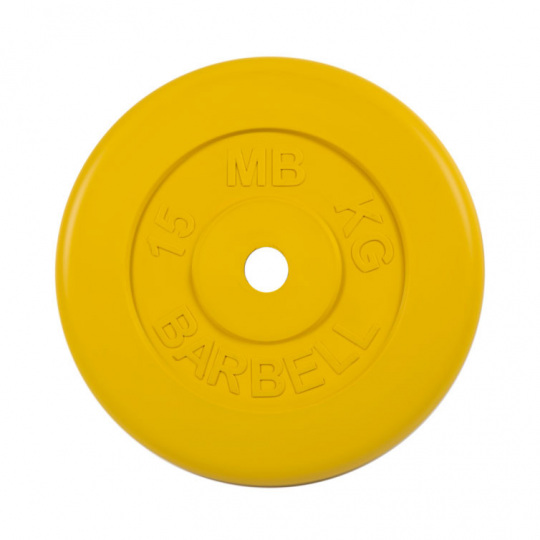 Диск обрезиненный, желтого цвета 26 мм MB Barbell 26 мм MB-PltC26-15