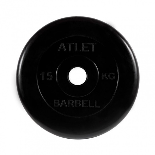 Диск обрезиненный Atlet, 15 кг 51 мм MB Барбел МВ-AtletB51-15