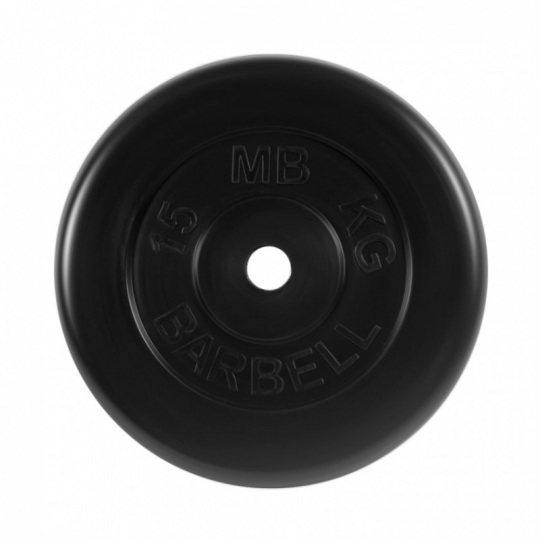 Диск обрезиненный, черного цвета 26 мм MB Barbell MB-PltB26-15