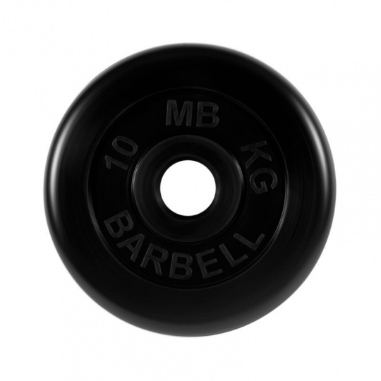 Диск обрезиненный черного цвета, 51 мм MB Barbell MB-PltB51-10