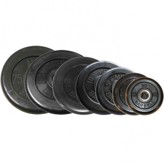 Набор обрезиненных дисков, черные Barbell, D-31 мм, 1,25-25 кг, Стандарт