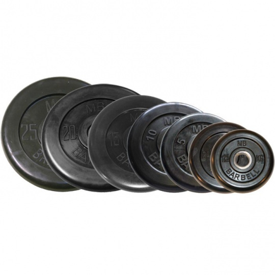 Набор обрезиненных дисков, черные Barbell, D-26 мм, 1,25-25 кг, Стандарт