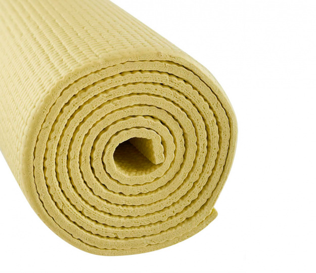 Коврик для йоги и фитнеса Starfit, PVC, 173x61x0,6 см, цвет желтый пастель