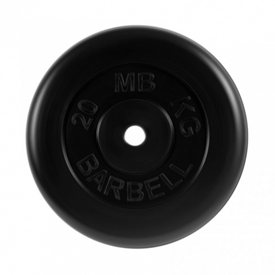 Диск обрезиненный, черного цвета 26 мм MB Barbell MB-PltB26-20