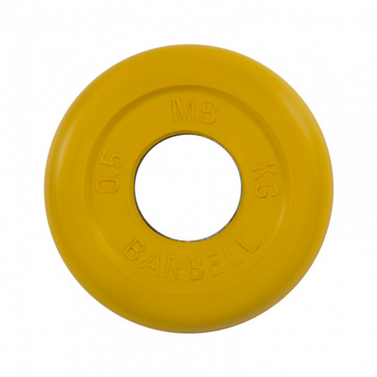 Диск обрезиненный желтого цвета, 31 мм MB Barbell МВ-PltC31-0,5