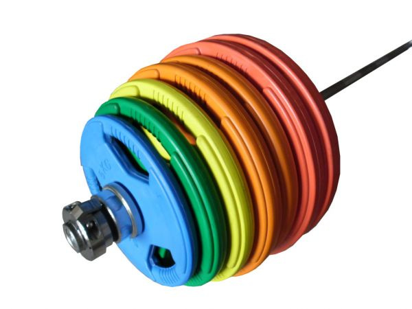 Штанга олимпийская тренировочная 265 кг (d-50 мм) Цветные диски.